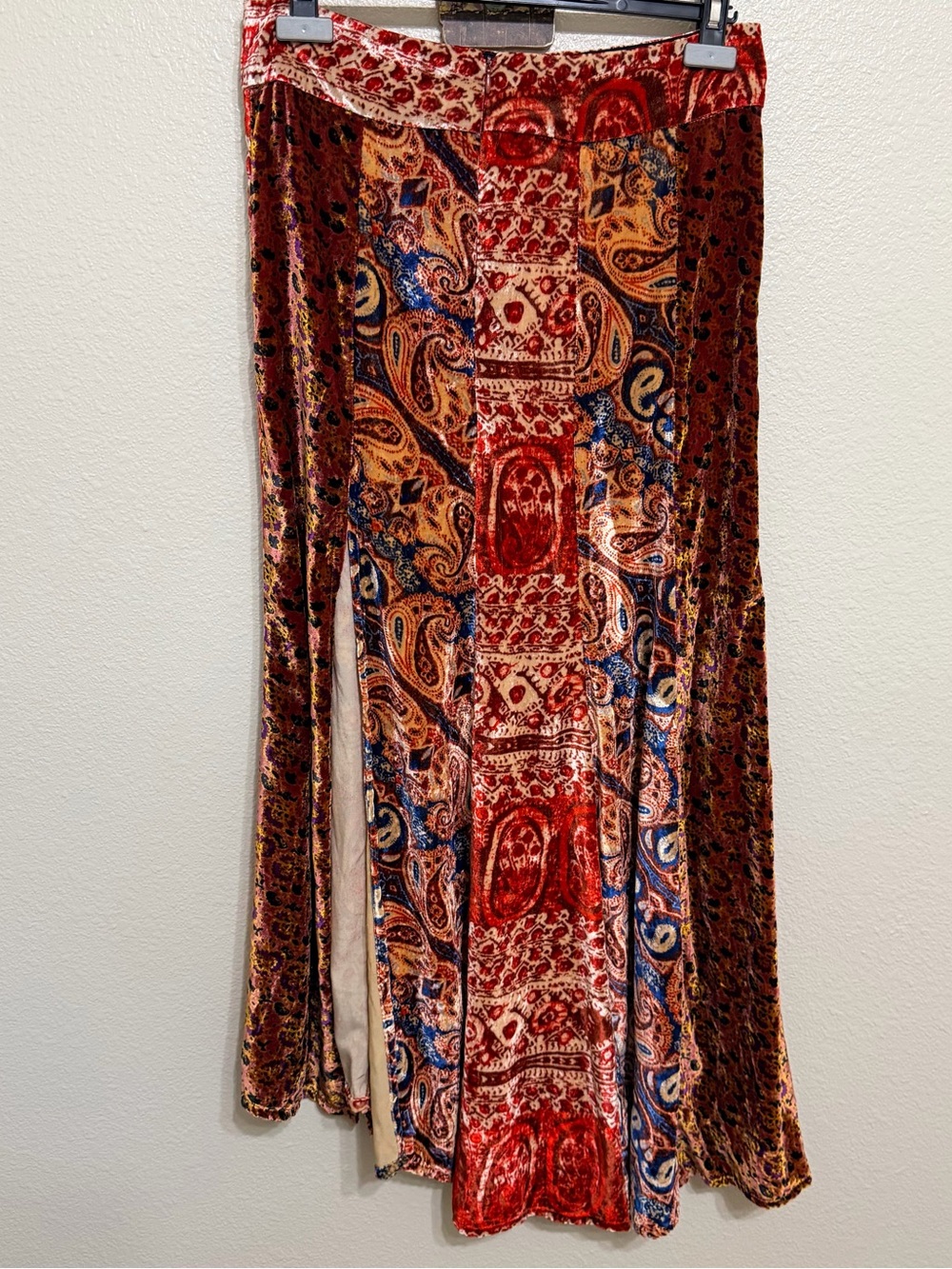 Free People Red & Blue Paisley Patchwork Maxi Skirt - Picture 3 of 5